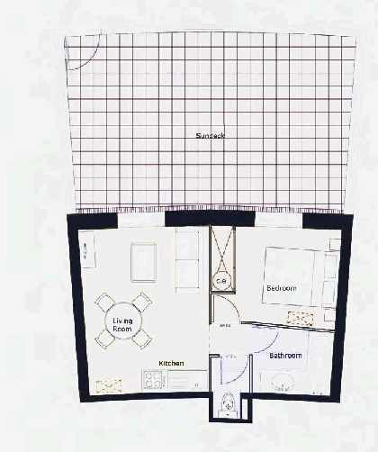 1-bed lot plan example